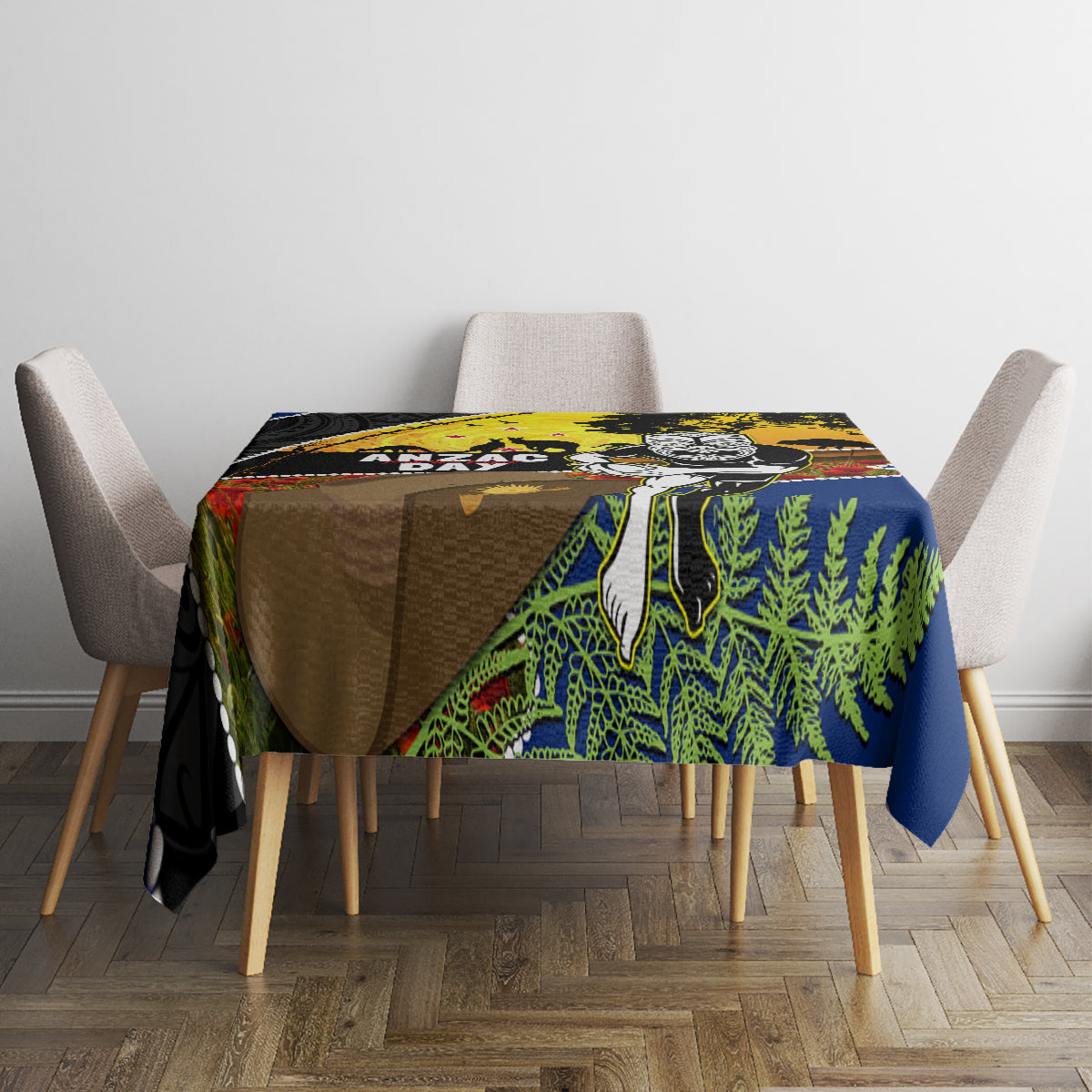 Warriors Rugby ANZAC Day Tablecloth New Zealand Wahs Tiki Mascot Rosemary Starry Night