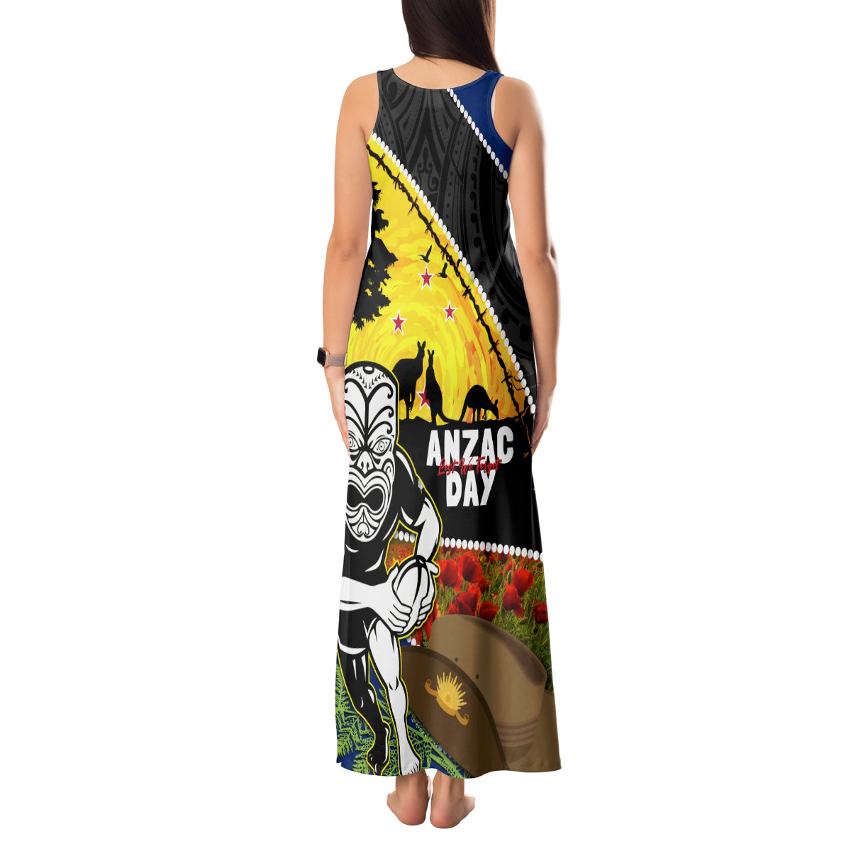 Warriors Rugby ANZAC Day Tank Maxi Dress New Zealand Wahs Tiki Mascot Rosemary Starry Night