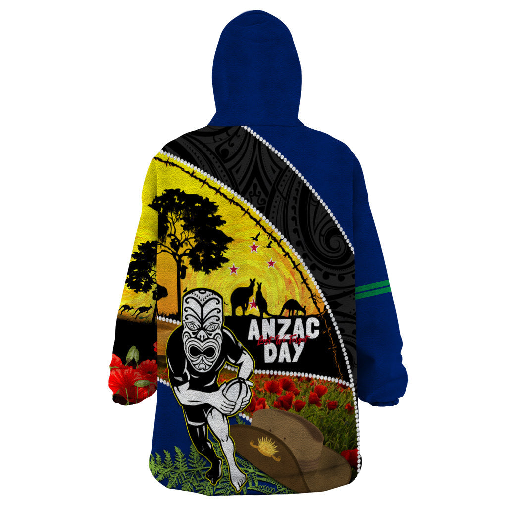 Warriors Rugby ANZAC Day Wearable Blanket Hoodie New Zealand Wahs Tiki Mascot Rosemary Starry Night