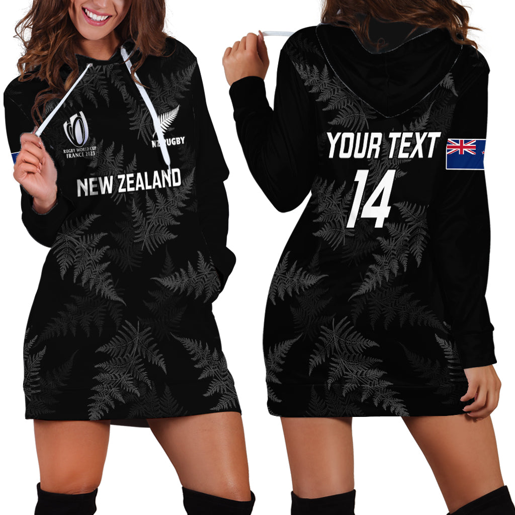 Personalised New Zealand Silver Fern Rugby Hoodie Dress 2023 Go Aotearoa World Cup - Vibe Hoodie Shop