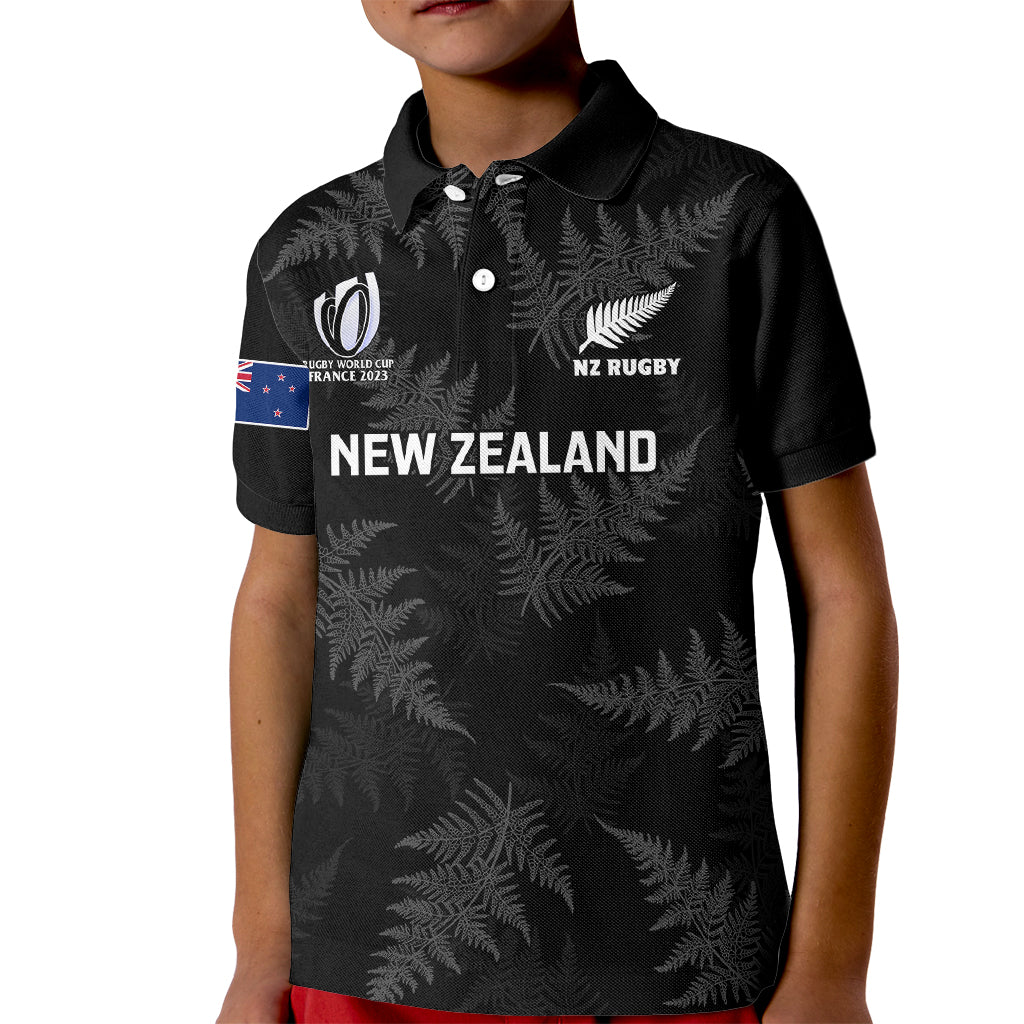Personalised New Zealand Silver Fern Rugby Kid Polo Shirt 2023 Go Aotearoa World Cup - Vibe Hoodie Shop