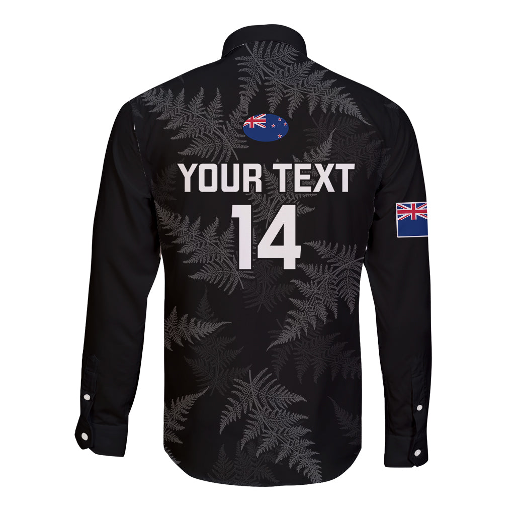 Personalised New Zealand Silver Fern Rugby Long Sleeve Button Shirt 2023 Go Aotearoa World Cup - Vibe Hoodie Shop