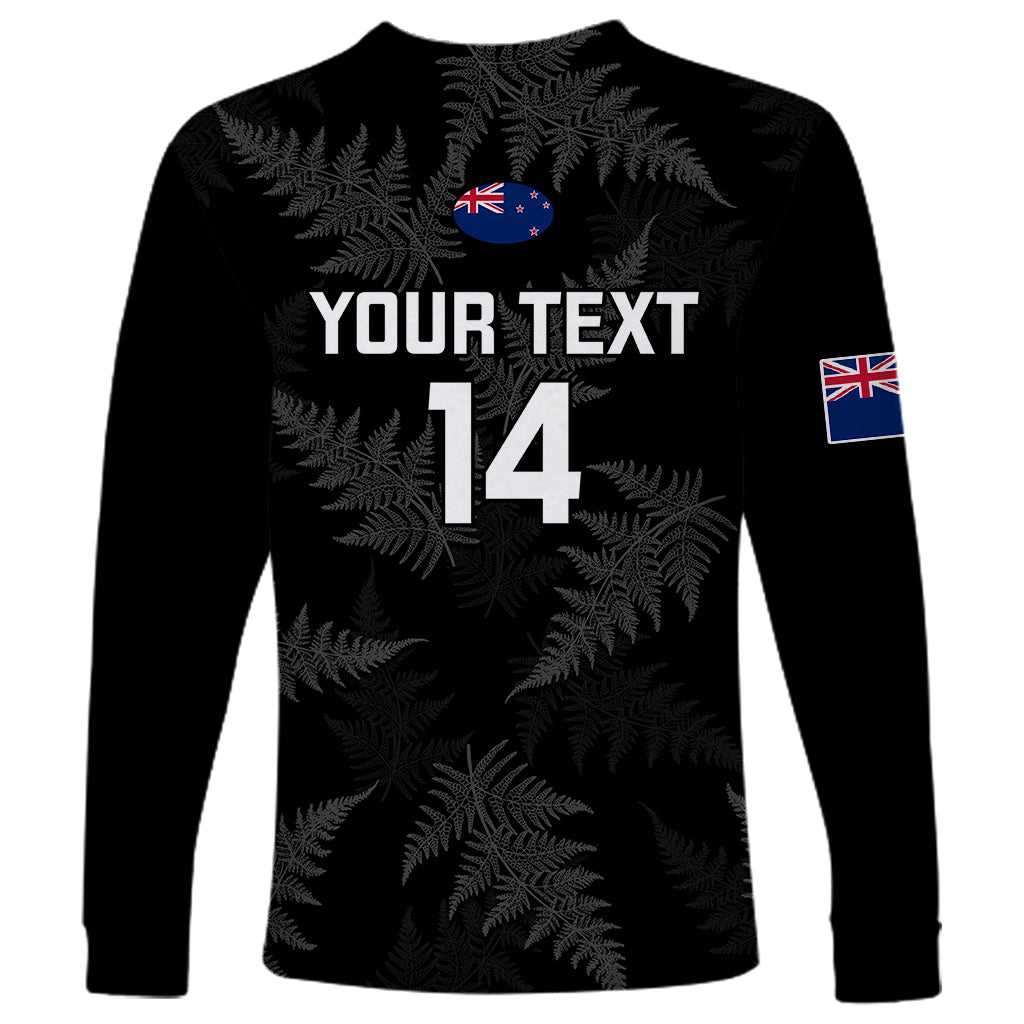 Personalised New Zealand Silver Fern Rugby Long Sleeve Shirt 2023 Go Aotearoa World Cup - Vibe Hoodie Shop