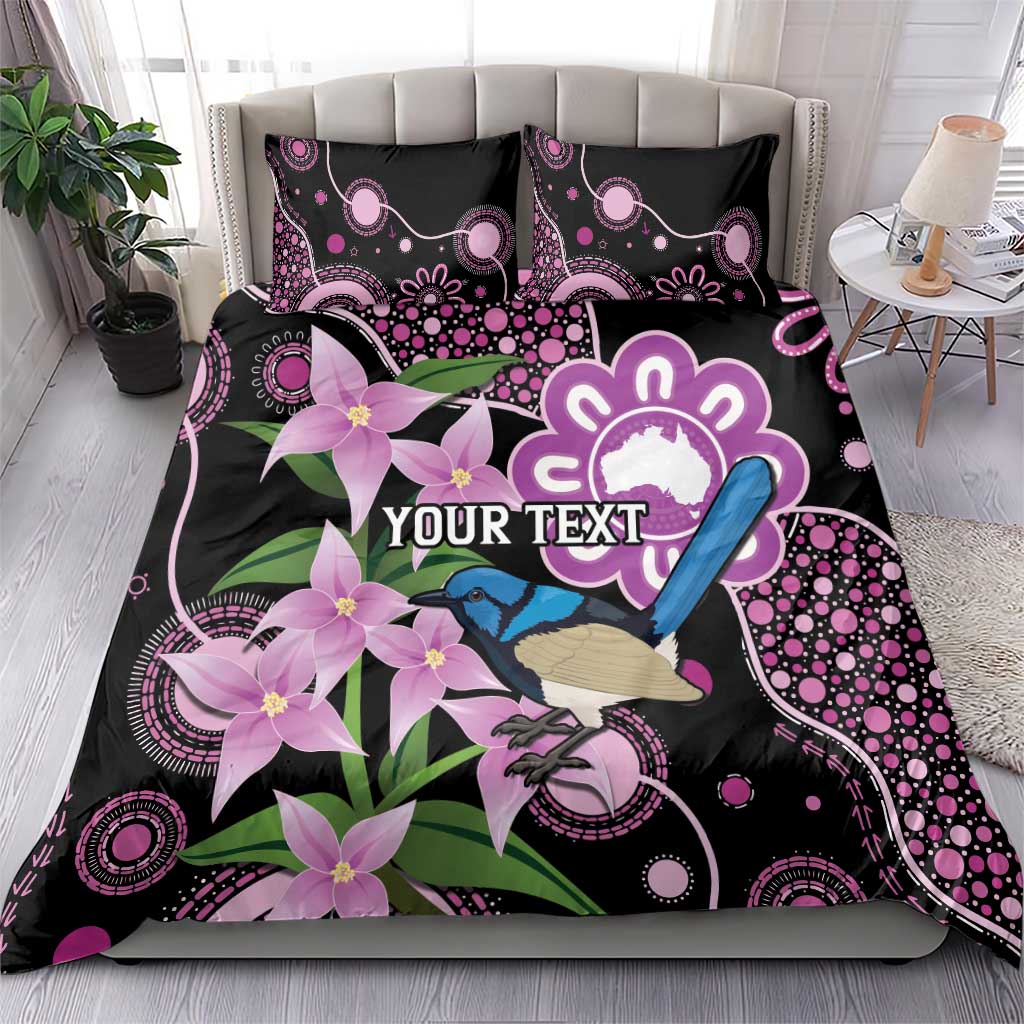 Personalised Australia Boronia And Malurus Cyaneus Bedding Set Aboriginal Art - Vibe Hoodie Shop
