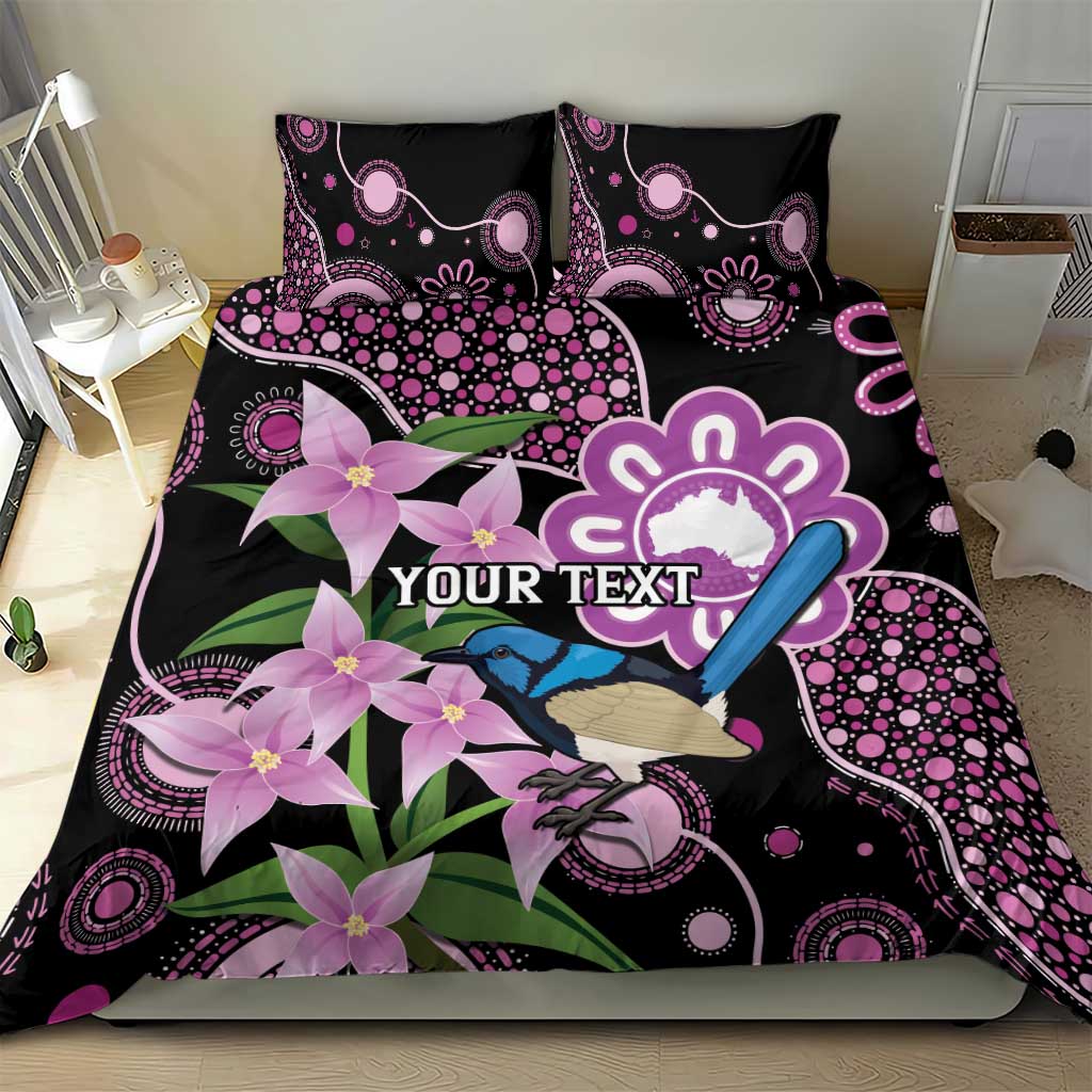 Personalised Australia Boronia And Malurus Cyaneus Bedding Set Aboriginal Art - Vibe Hoodie Shop