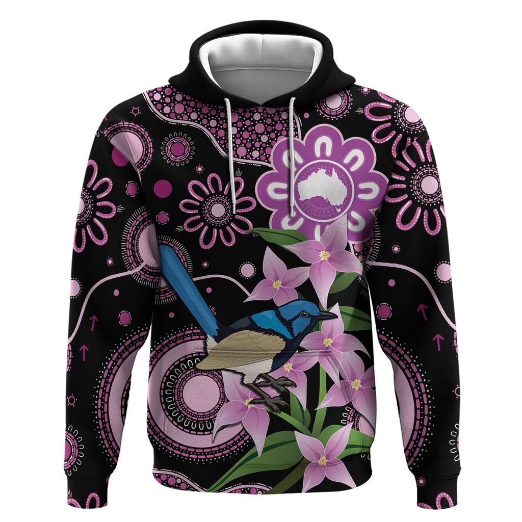 Personalised Australia Boronia And Malurus Cyaneus Hoodie Aboriginal Art - Vibe Hoodie Shop