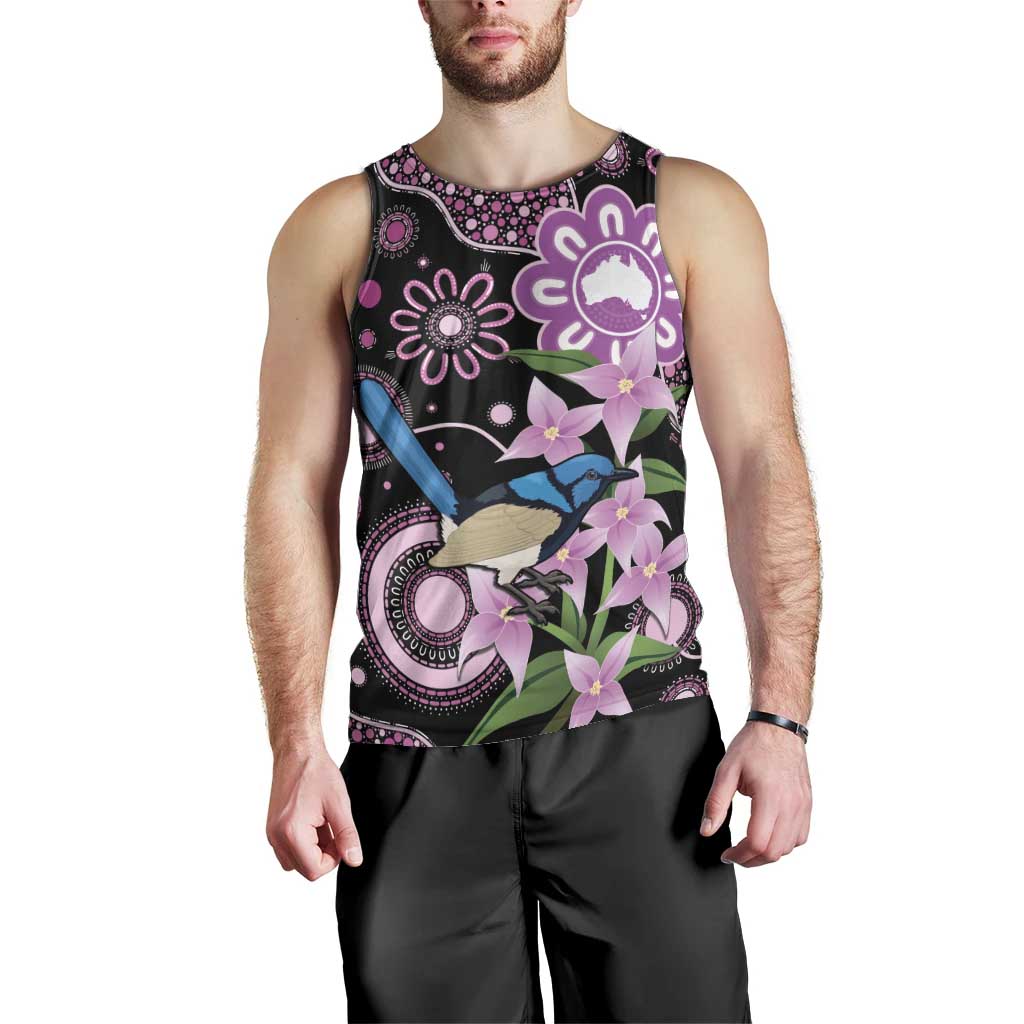 Personalised Australia Boronia And Malurus Cyaneus Men Tank Top Aboriginal Art - Vibe Hoodie Shop