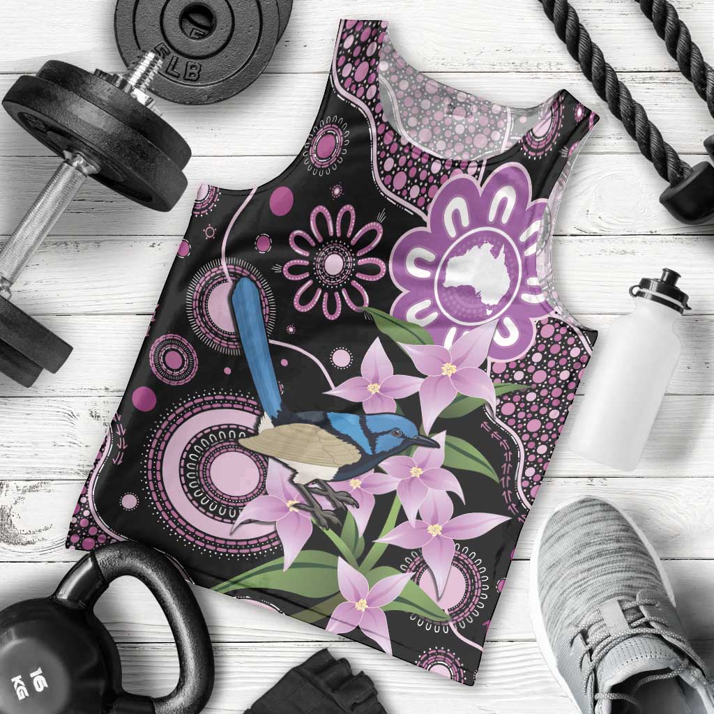 Personalised Australia Boronia And Malurus Cyaneus Men Tank Top Aboriginal Art - Vibe Hoodie Shop