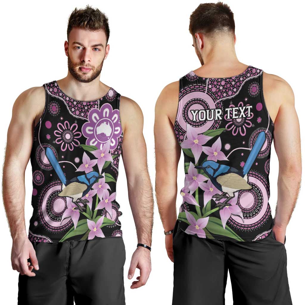 Personalised Australia Boronia And Malurus Cyaneus Men Tank Top Aboriginal Art - Vibe Hoodie Shop