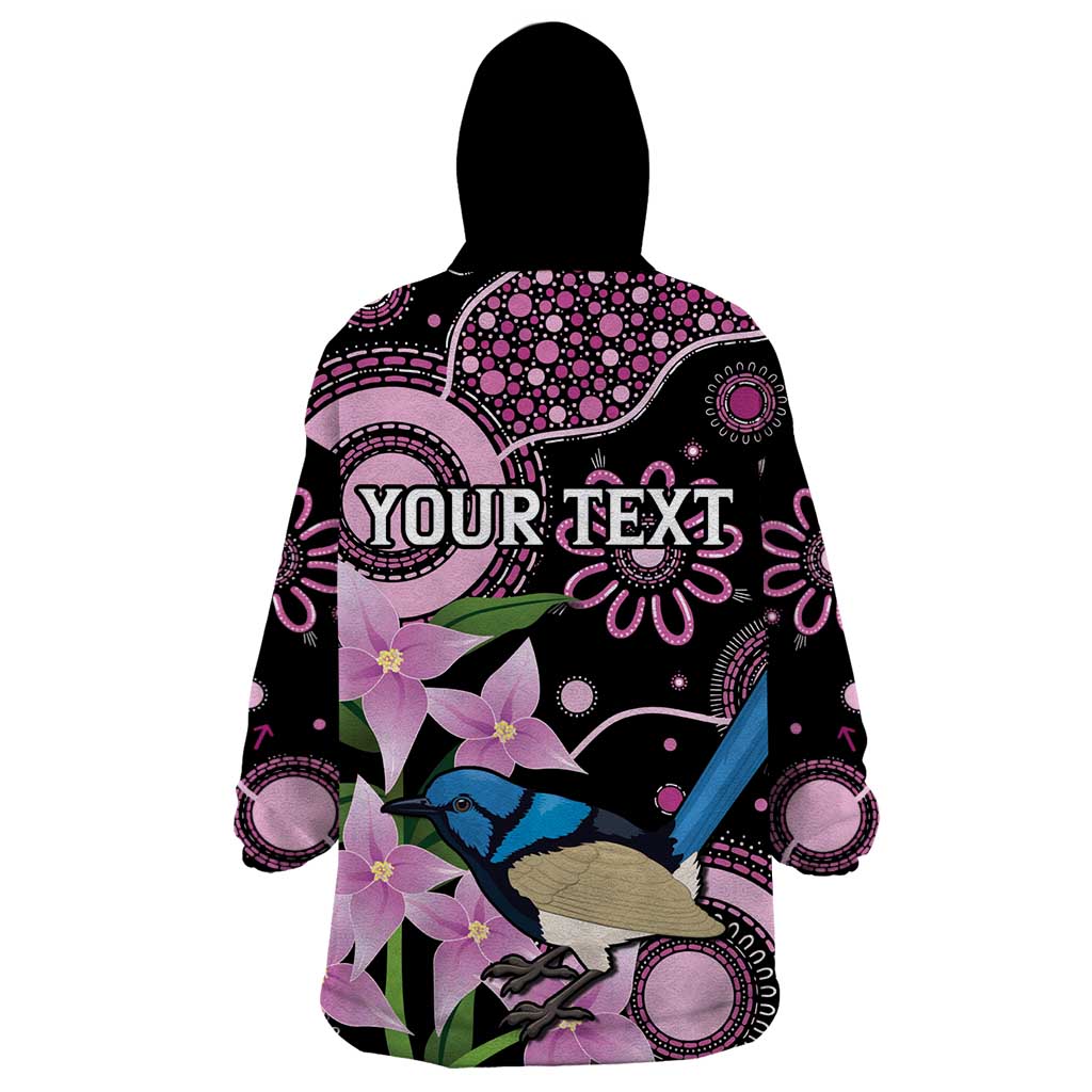 Personalised Australia Boronia And Malurus Cyaneus Wearable Blanket Hoodie Aboriginal Art - Vibe Hoodie Shop