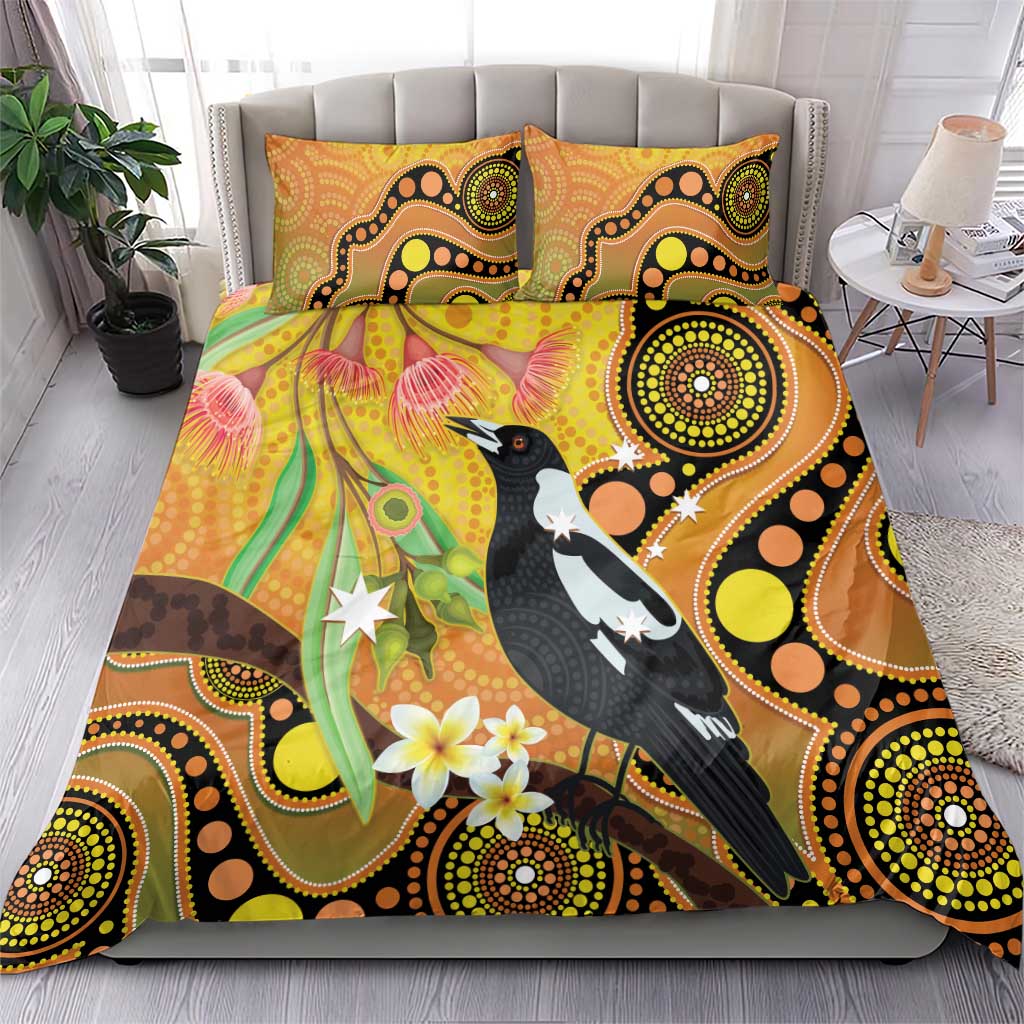 Australia Eucalyptus Flower And Magpie Bedding Set Aboriginal Art - Vibe Hoodie Shop
