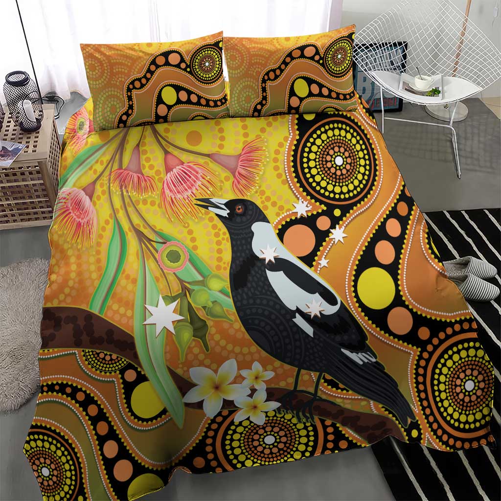 Australia Eucalyptus Flower And Magpie Bedding Set Aboriginal Art - Vibe Hoodie Shop
