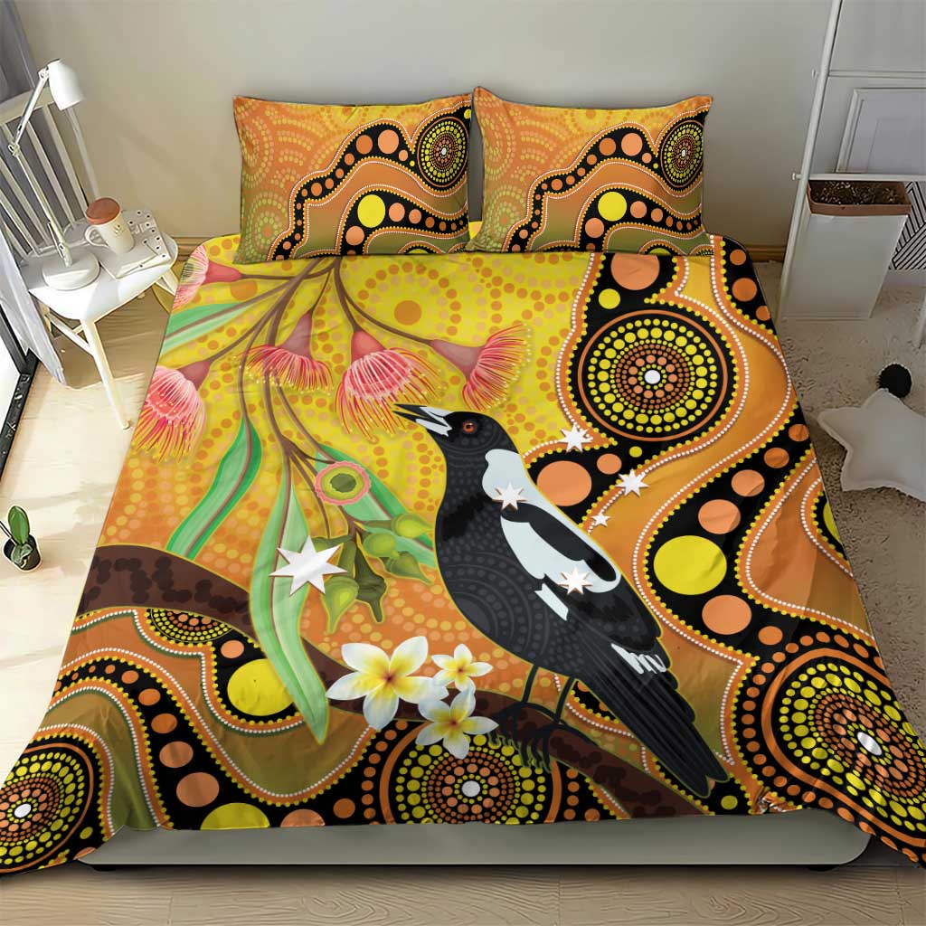 Australia Eucalyptus Flower And Magpie Bedding Set Aboriginal Art - Vibe Hoodie Shop