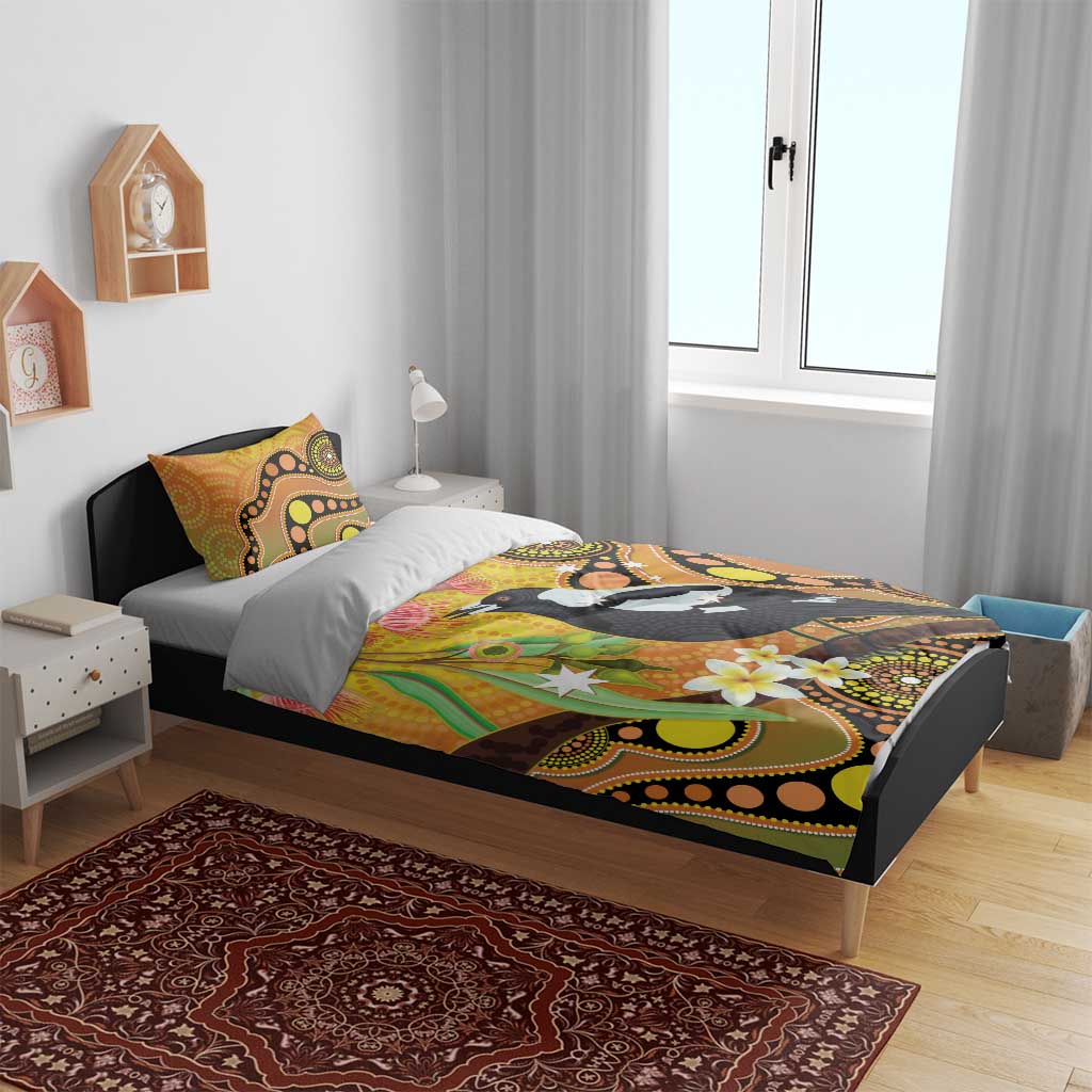 Australia Eucalyptus Flower And Magpie Bedding Set Aboriginal Art - Vibe Hoodie Shop