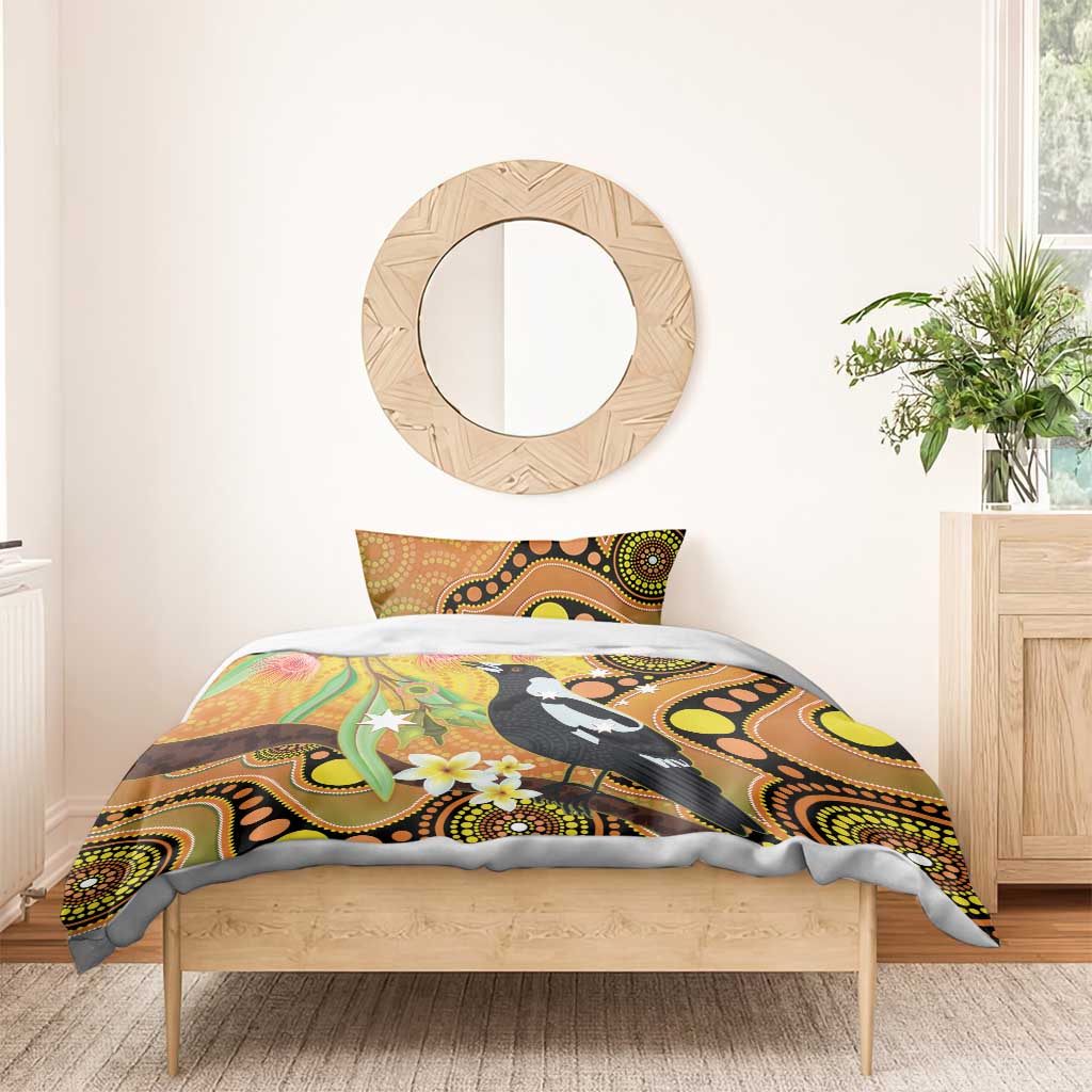 Australia Eucalyptus Flower And Magpie Bedding Set Aboriginal Art - Vibe Hoodie Shop