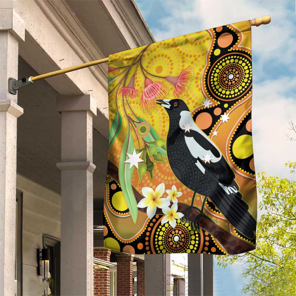 Australia Eucalyptus Flower And Magpie Garden Flag Aboriginal Art - Vibe Hoodie Shop