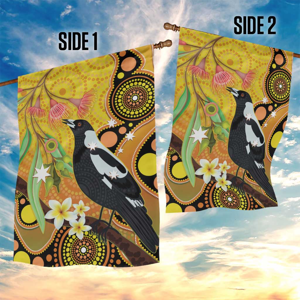 Australia Eucalyptus Flower And Magpie Garden Flag Aboriginal Art - Vibe Hoodie Shop