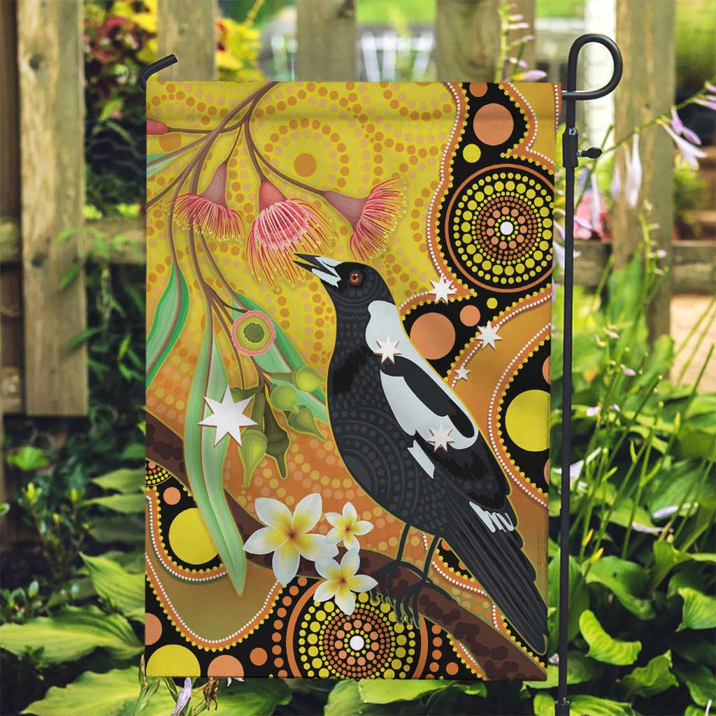 Australia Eucalyptus Flower And Magpie Garden Flag Aboriginal Art - Vibe Hoodie Shop