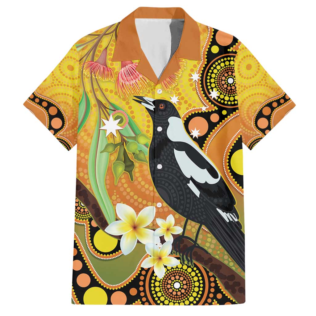 Australia Eucalyptus Flower And Magpie Hawaiian Shirt Aboriginal Art - Vibe Hoodie Shop