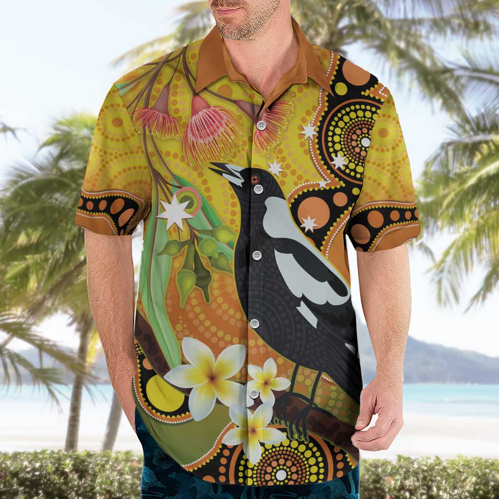 Australia Eucalyptus Flower And Magpie Hawaiian Shirt Aboriginal Art - Vibe Hoodie Shop