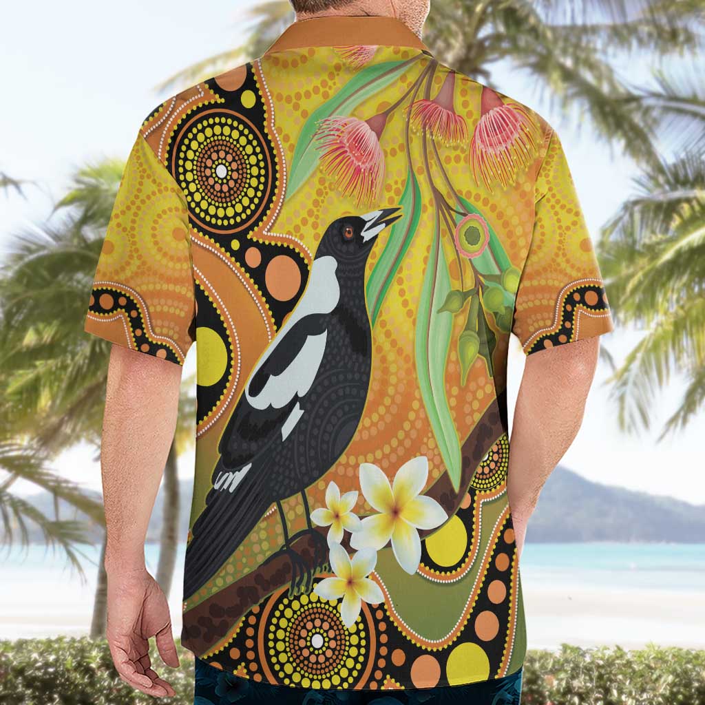 Australia Eucalyptus Flower And Magpie Hawaiian Shirt Aboriginal Art - Vibe Hoodie Shop