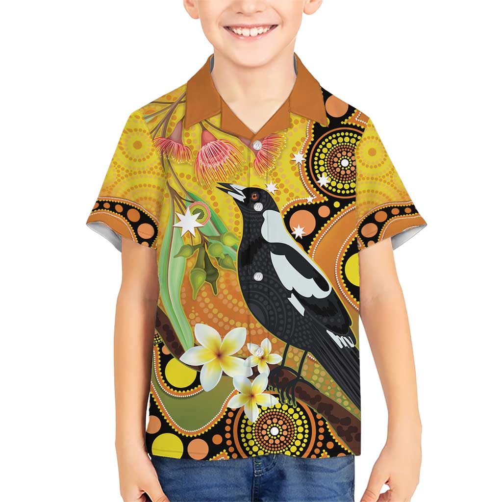 Australia Eucalyptus Flower And Magpie Hawaiian Shirt Aboriginal Art - Vibe Hoodie Shop