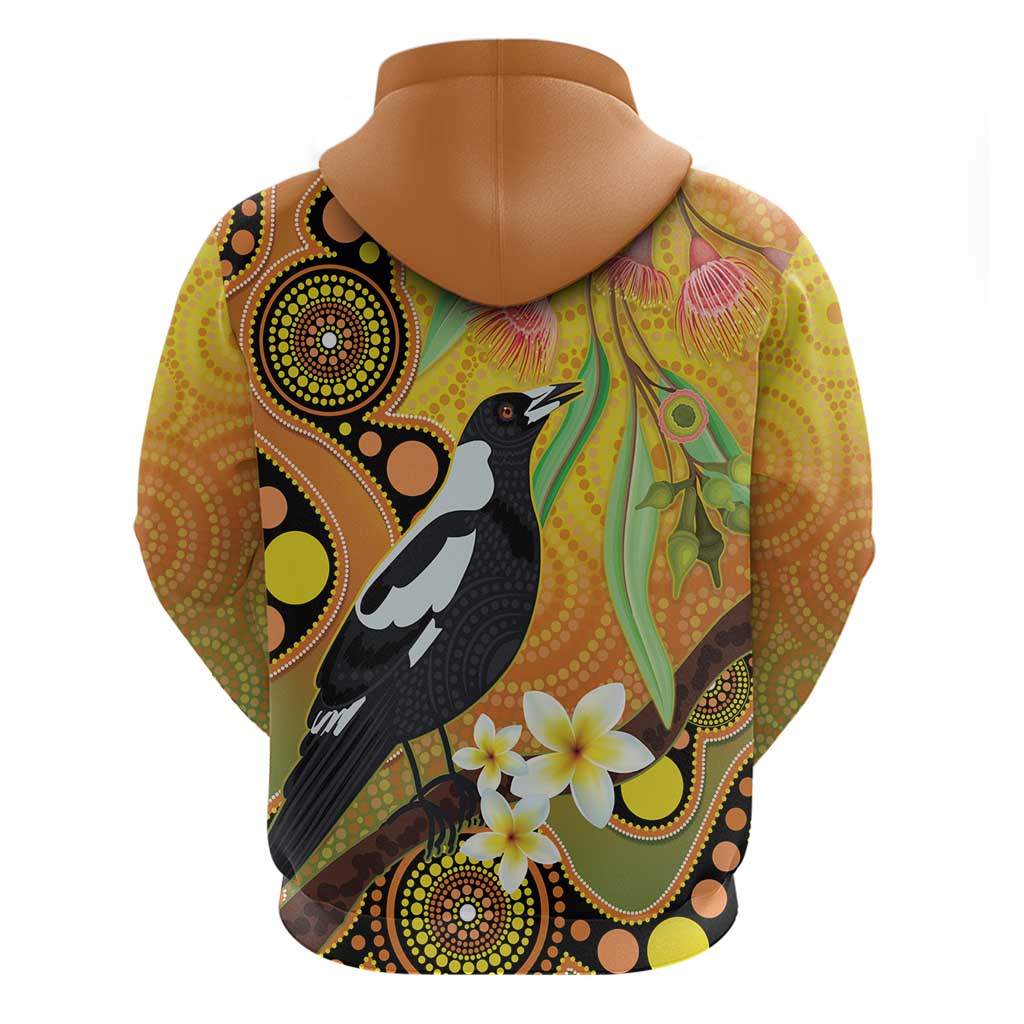 Australia Eucalyptus Flower And Magpie Hoodie Aboriginal Art - Vibe Hoodie Shop
