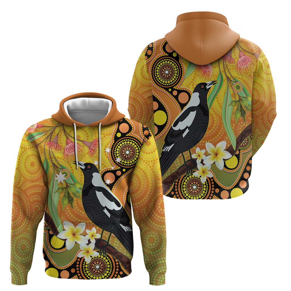 Australia Eucalyptus Flower And Magpie Hoodie Aboriginal Art - Vibe Hoodie Shop