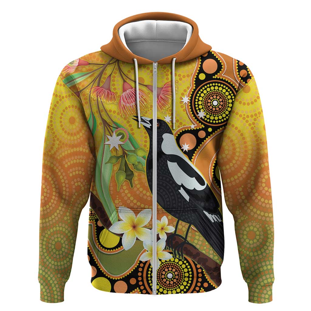 Australia Eucalyptus Flower And Magpie Hoodie Aboriginal Art - Vibe Hoodie Shop