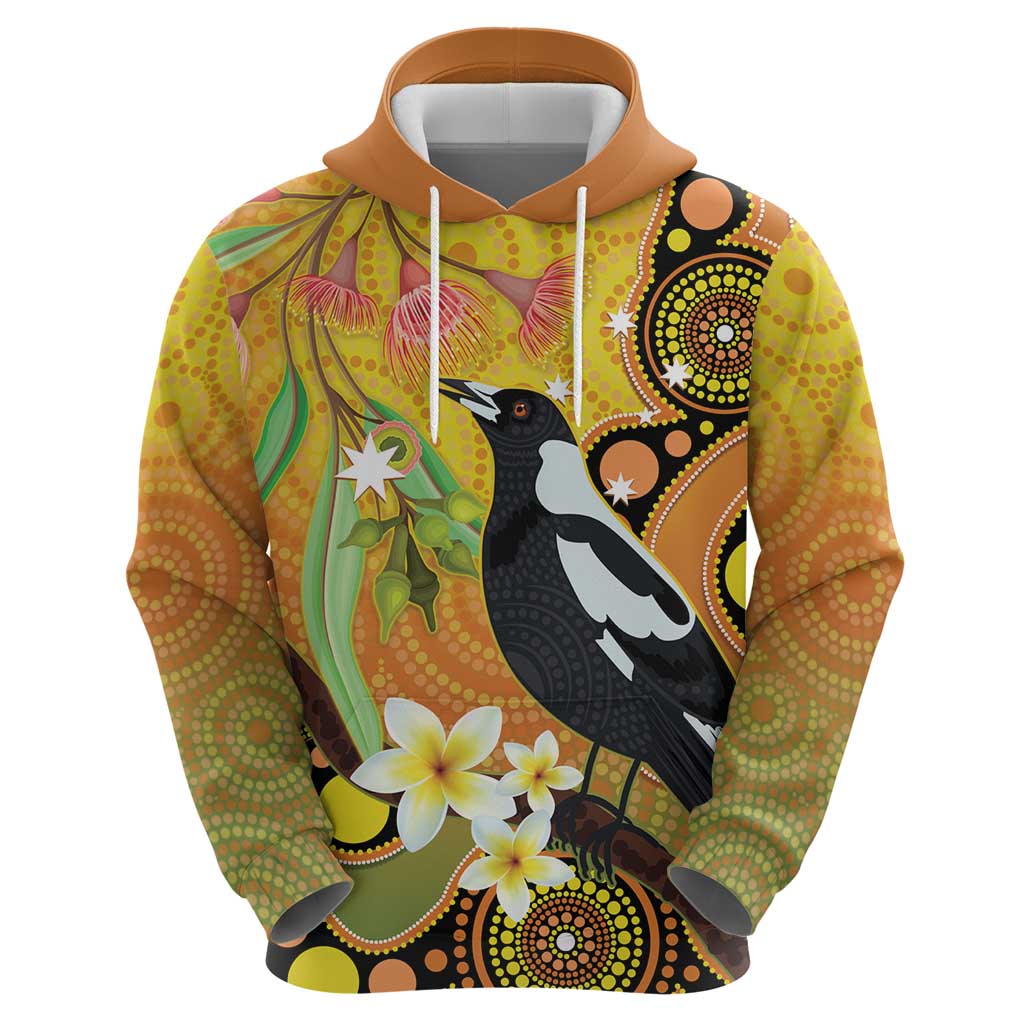 Australia Eucalyptus Flower And Magpie Hoodie Aboriginal Art - Vibe Hoodie Shop