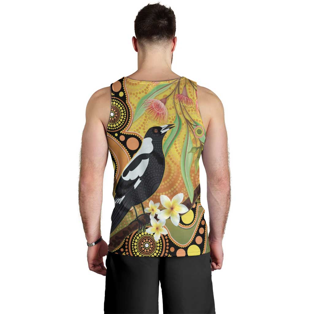 Australia Eucalyptus Flower And Magpie Men Tank Top Aboriginal Art - Vibe Hoodie Shop