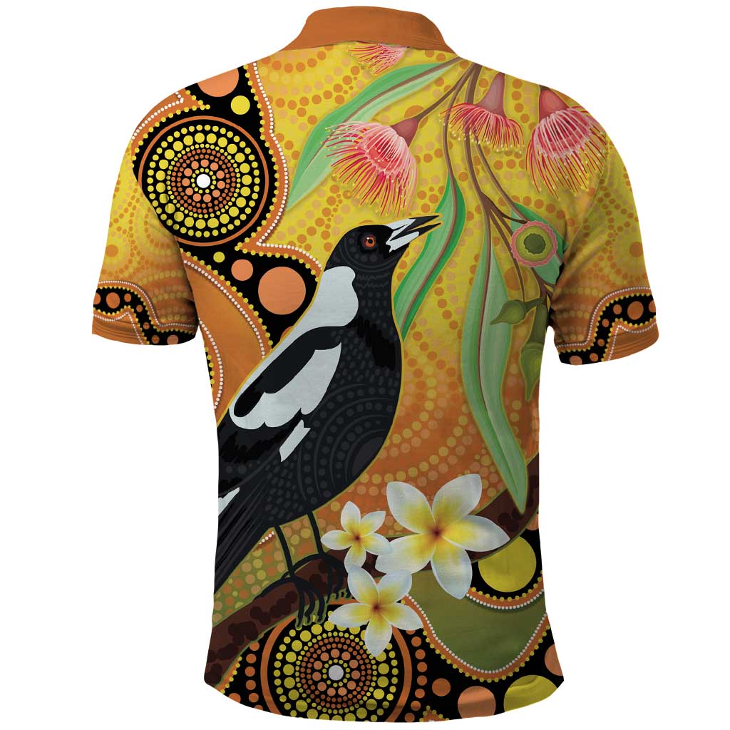 Australia Eucalyptus Flower And Magpie Polo Shirt Aboriginal Art - Vibe Hoodie Shop