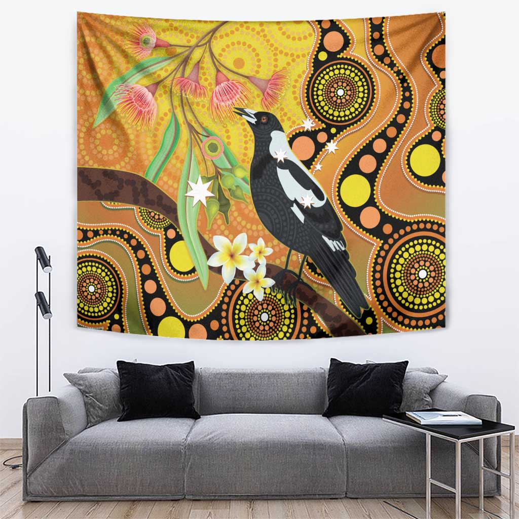 Australia Eucalyptus Flower And Magpie Tapestry Aboriginal Art - Vibe Hoodie Shop