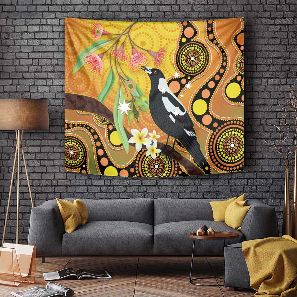 Australia Eucalyptus Flower And Magpie Tapestry Aboriginal Art - Vibe Hoodie Shop