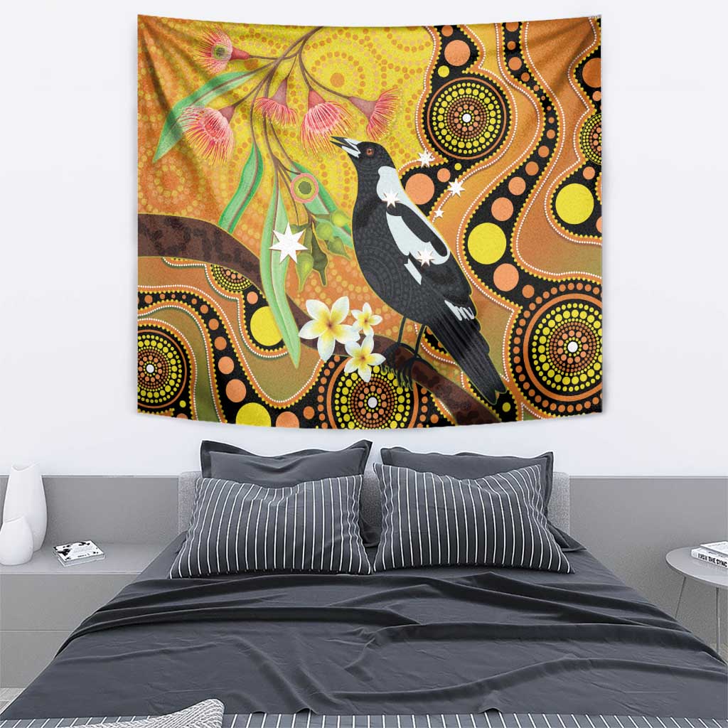 Australia Eucalyptus Flower And Magpie Tapestry Aboriginal Art - Vibe Hoodie Shop