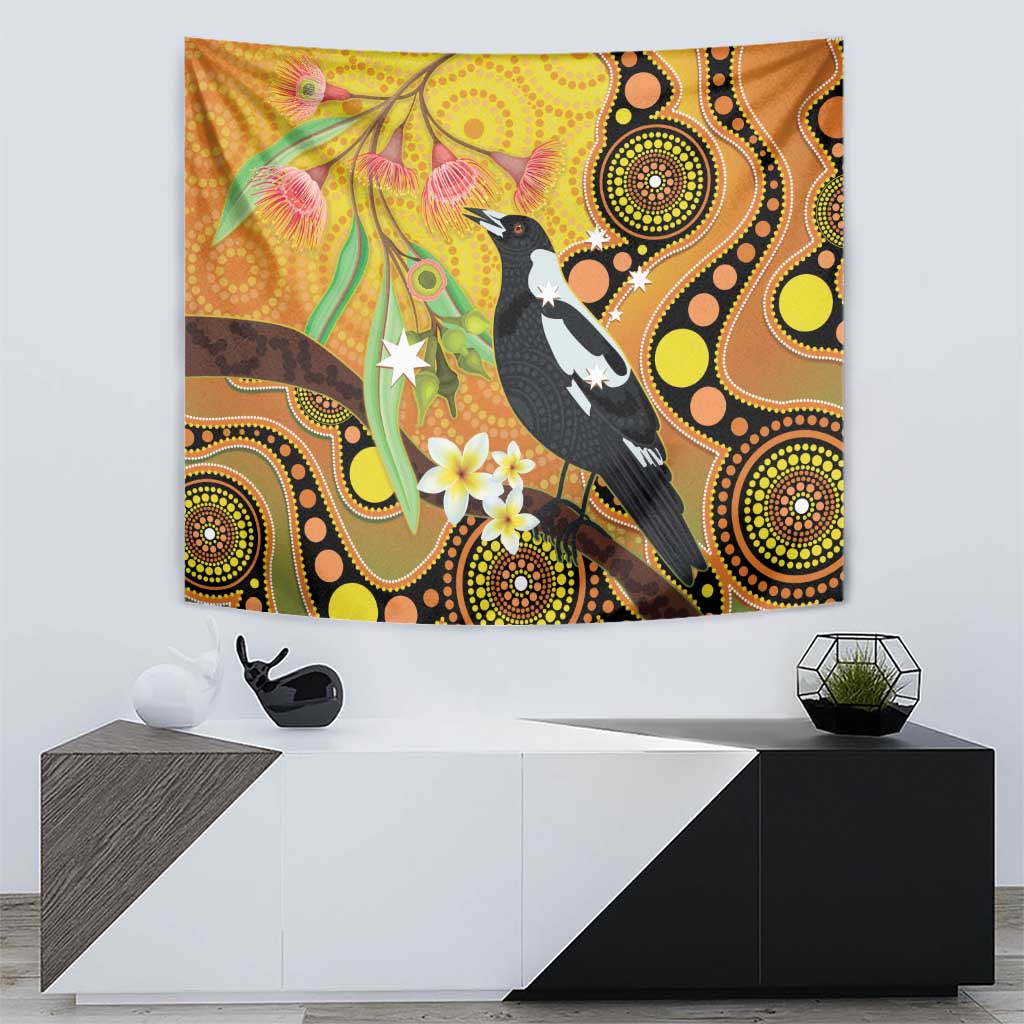 Australia Eucalyptus Flower And Magpie Tapestry Aboriginal Art - Vibe Hoodie Shop