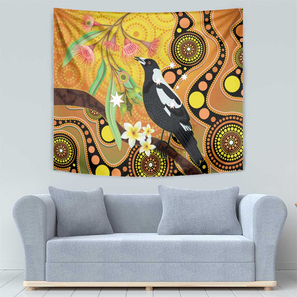 Australia Eucalyptus Flower And Magpie Tapestry Aboriginal Art - Vibe Hoodie Shop