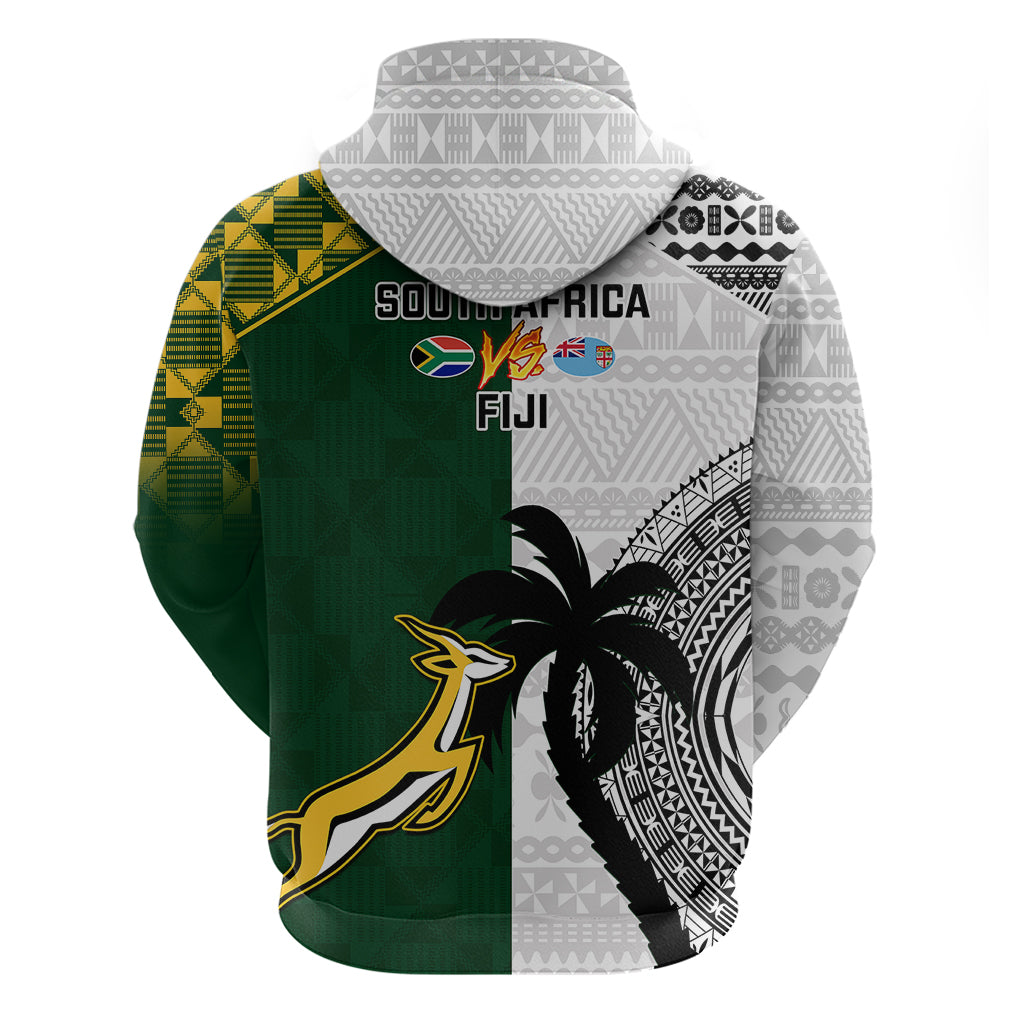 South Africa And Fiji Rugby Hoodie 2023 World Cup Fijian Tapa With Kente Pattern - Vibe Hoodie Shop