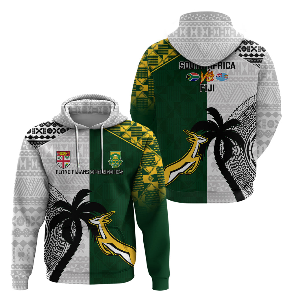 South Africa And Fiji Rugby Hoodie 2023 World Cup Fijian Tapa With Kente Pattern - Vibe Hoodie Shop