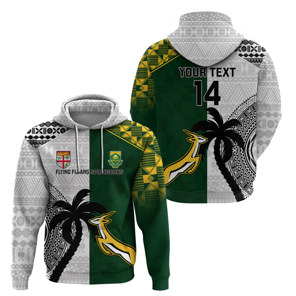 Custom South Africa And Fiji Rugby Hoodie 2023 World Cup Fijian Tapa With Kente Pattern - Vibe Hoodie Shop