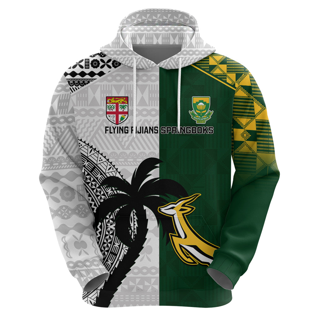 Custom South Africa And Fiji Rugby Hoodie 2023 World Cup Fijian Tapa With Kente Pattern - Vibe Hoodie Shop