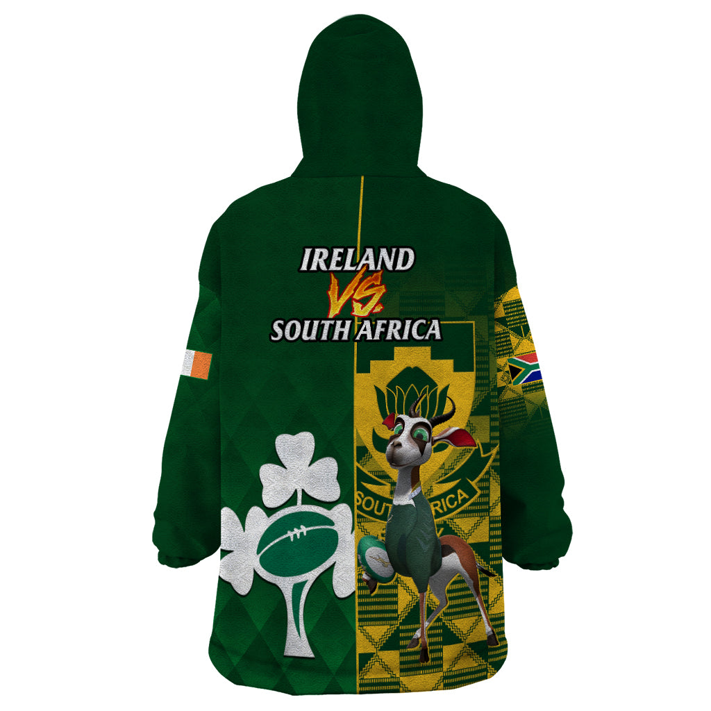 South Africa And Ireland Rugby Wearable Blanket Hoodie 2023 World Cup Springboks Shamrocks Together - Vibe Hoodie Shop