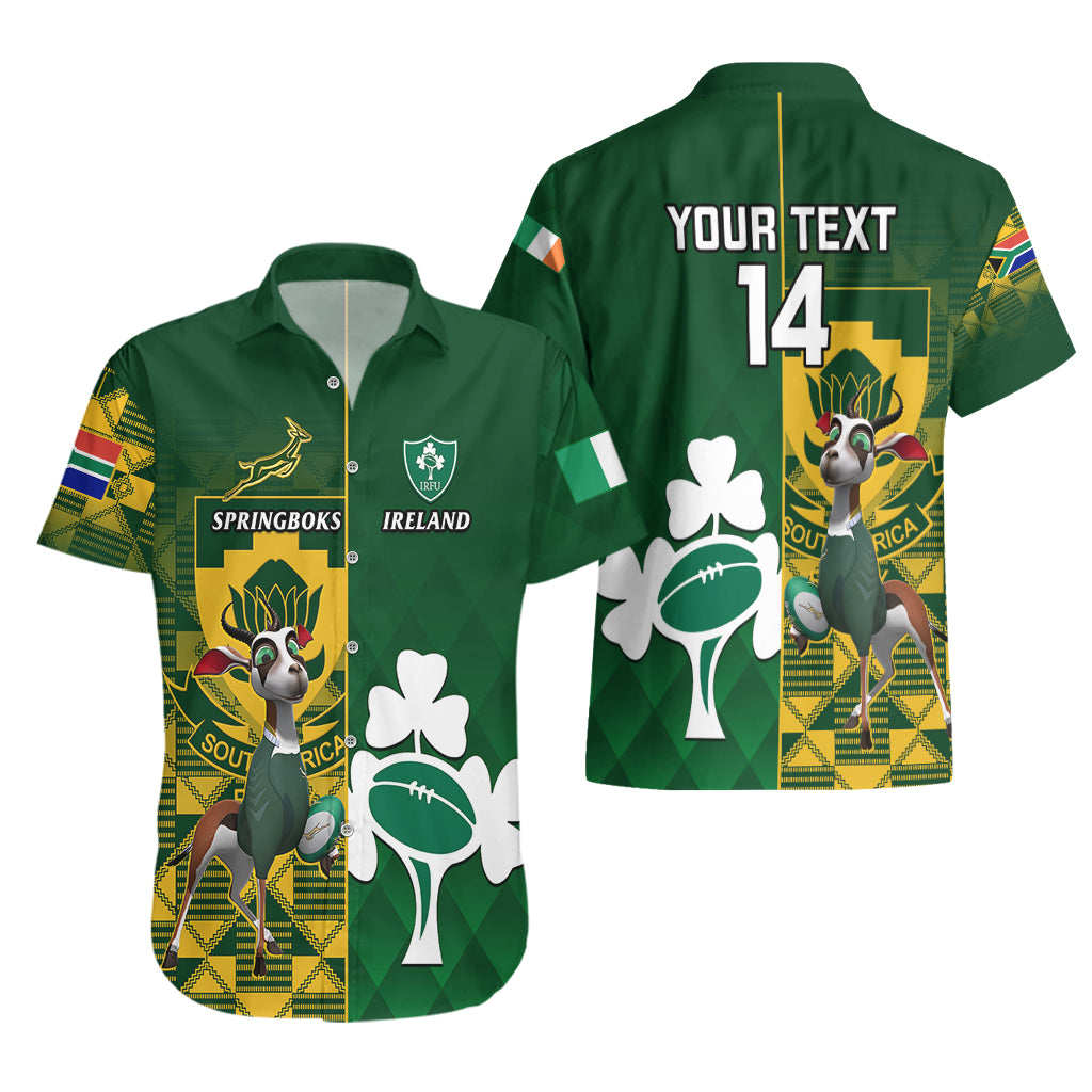 Custom South Africa And Ireland Rugby Hawaiian Shirt 2023 World Cup Springboks Shamrocks Together - Vibe Hoodie Shop