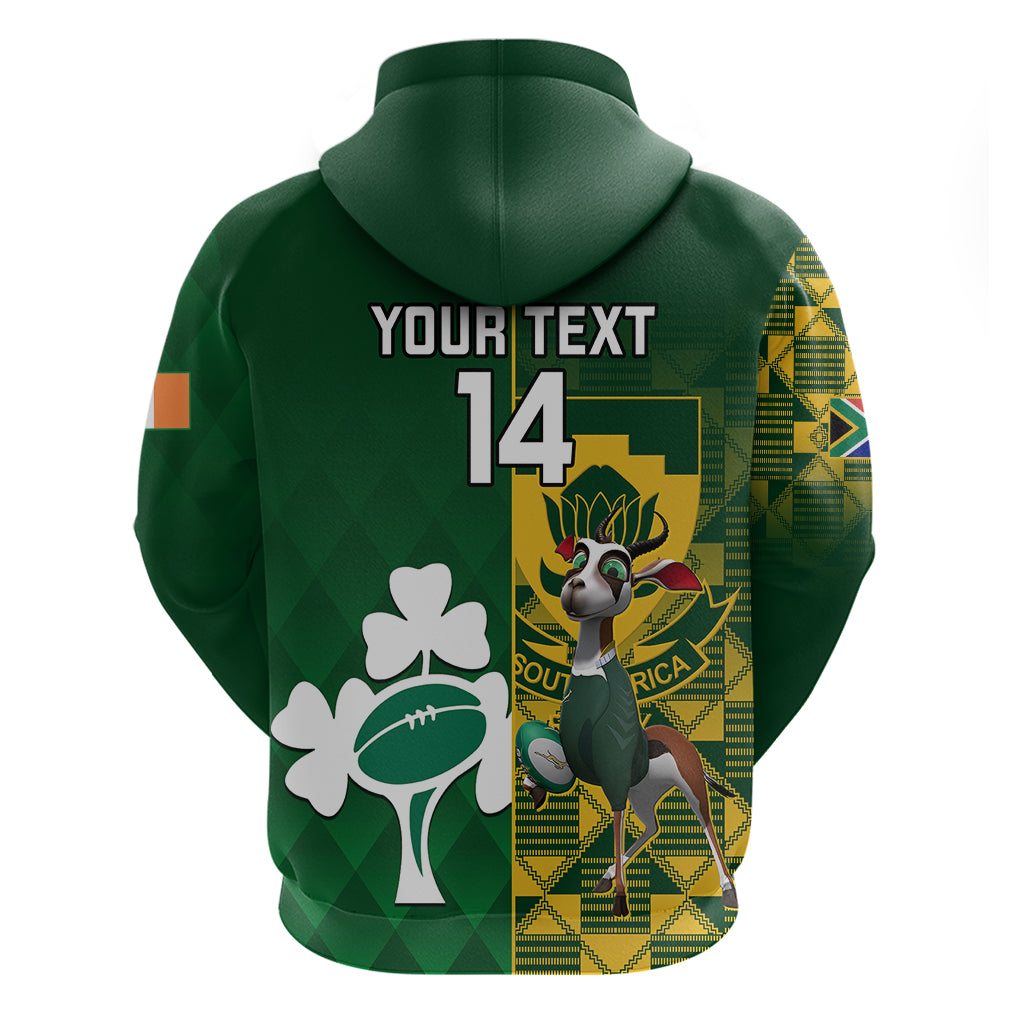 Custom South Africa And Ireland Rugby Hoodie 2023 World Cup Springboks Shamrocks Together - Vibe Hoodie Shop