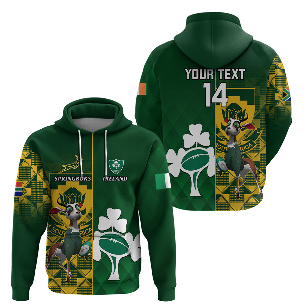 Custom South Africa And Ireland Rugby Hoodie 2023 World Cup Springboks Shamrocks Together - Vibe Hoodie Shop
