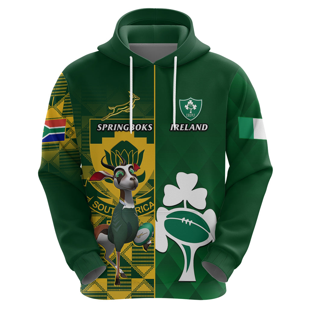 Custom South Africa And Ireland Rugby Hoodie 2023 World Cup Springboks Shamrocks Together - Vibe Hoodie Shop