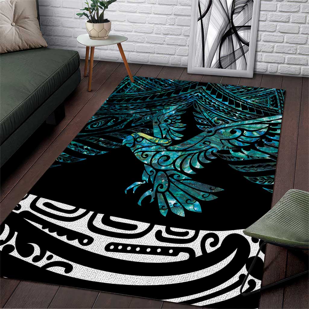 New Zealand Sulphur-crested Cockatoo Area Rug Aotearoa Maori Mix Paua Shell - Vibe Hoodie Shop