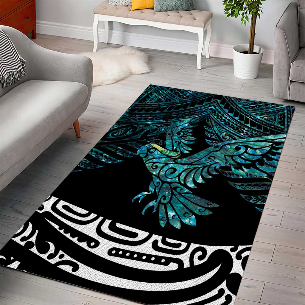 New Zealand Sulphur-crested Cockatoo Area Rug Aotearoa Maori Mix Paua Shell - Vibe Hoodie Shop