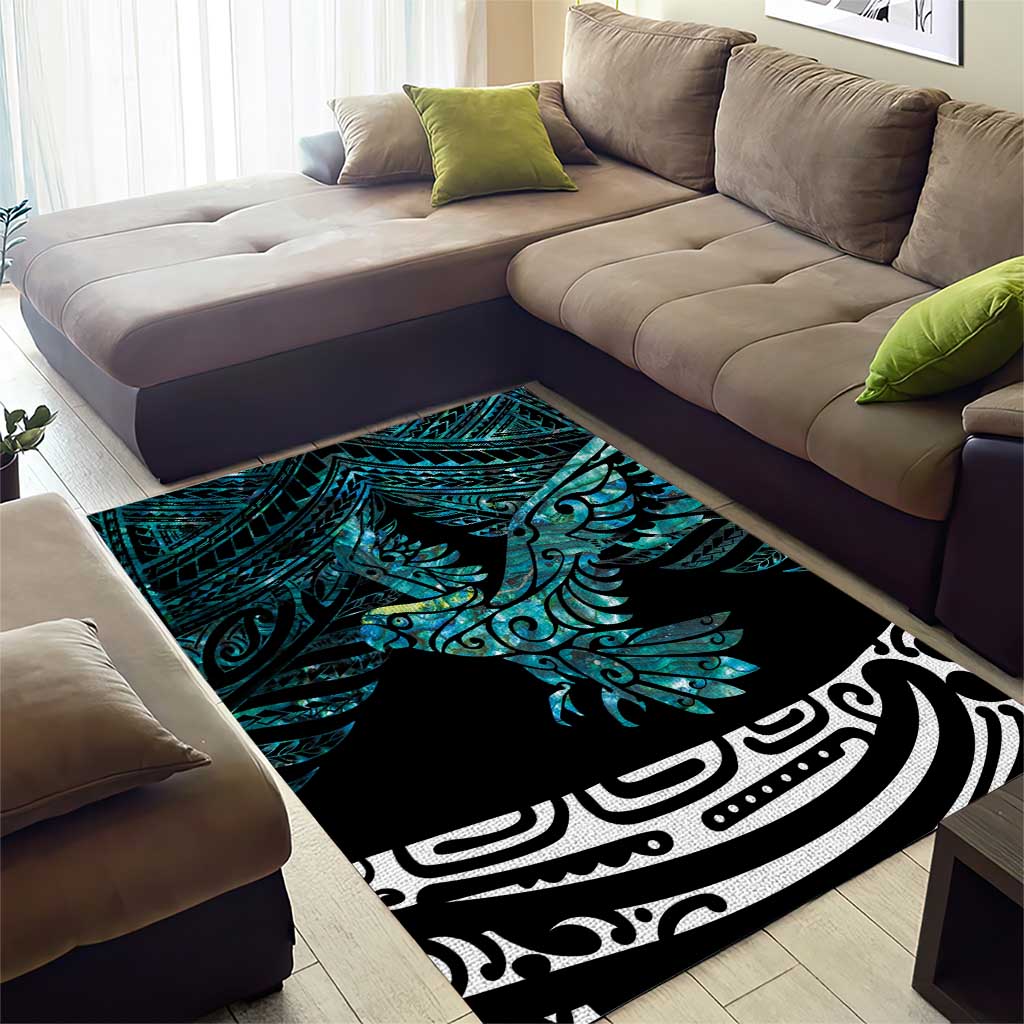 New Zealand Sulphur-crested Cockatoo Area Rug Aotearoa Maori Mix Paua Shell - Vibe Hoodie Shop