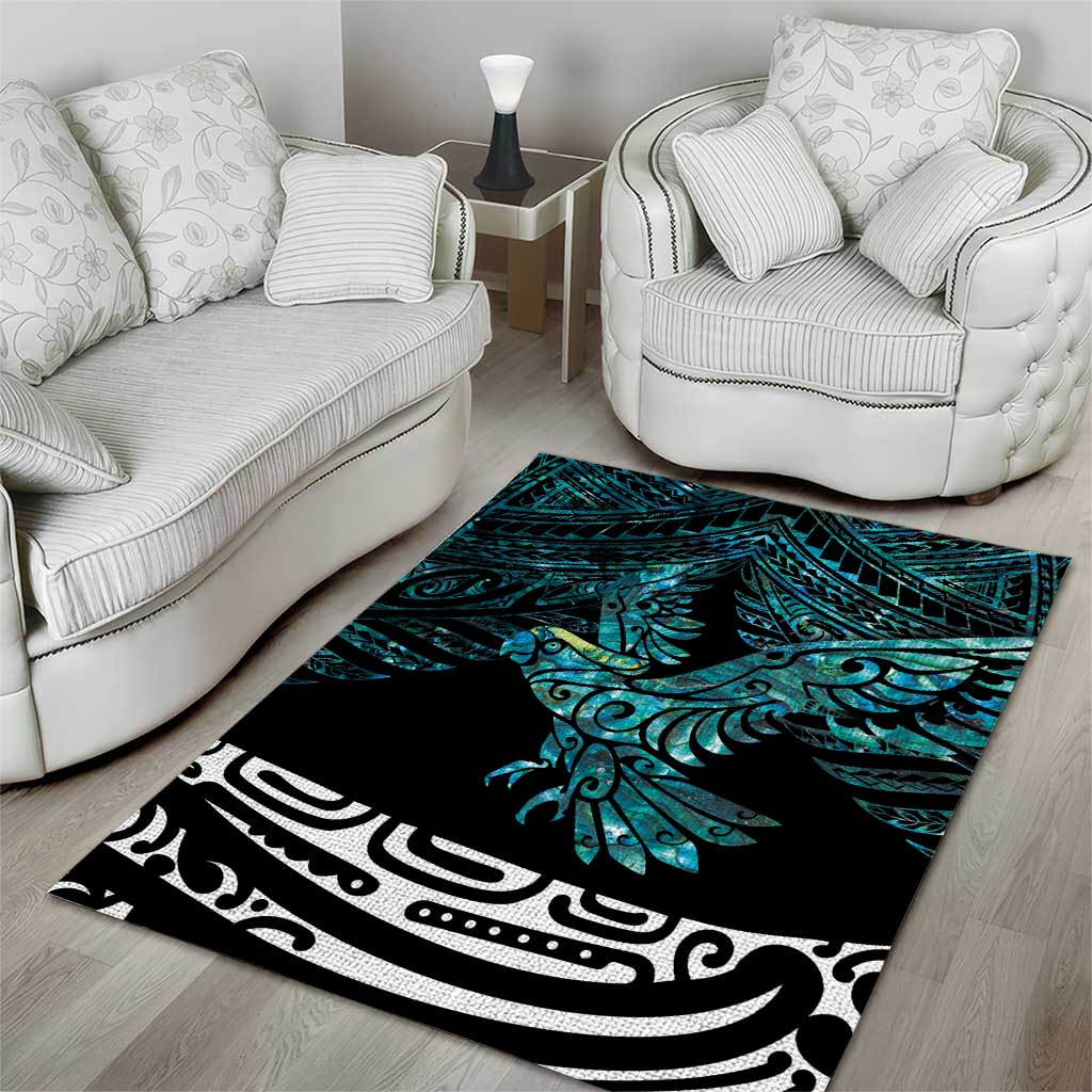 New Zealand Sulphur-crested Cockatoo Area Rug Aotearoa Maori Mix Paua Shell - Vibe Hoodie Shop